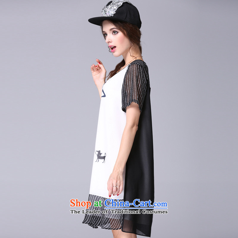 2015 European and American Women's large summer new thick mm xl dresses loose video thin short-sleeved black streaks SN-3688- stamp 3XL, discipline Windsor shopping on the Internet has been pressed.