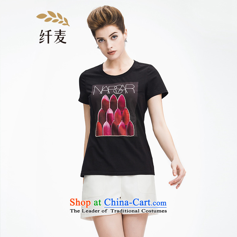 The former Yugoslavia Migdal Code women 2015 Summer new stylish mm thick lipstick letters T-shirt 952153007 stamp6XL black