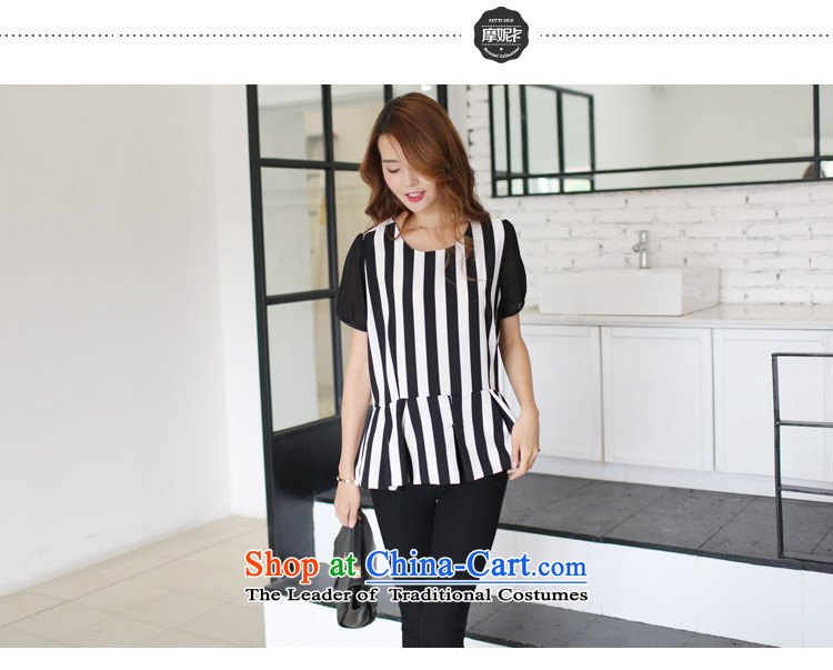 Maximum number of ladies 2015 Summer Korean New thick mm video thin commuter streaks short-sleeved T-shirt with round collar chiffon female black and white striped T-shirt XL Photo, prices, brand platters! The elections are supplied in the national character of distribution, so action, buy now enjoy more preferential! As soon as possible.