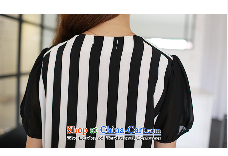 Maximum number of ladies 2015 Summer Korean New thick mm video thin commuter streaks short-sleeved T-shirt with round collar chiffon female black and white striped T-shirt XL Photo, prices, brand platters! The elections are supplied in the national character of distribution, so action, buy now enjoy more preferential! As soon as possible.