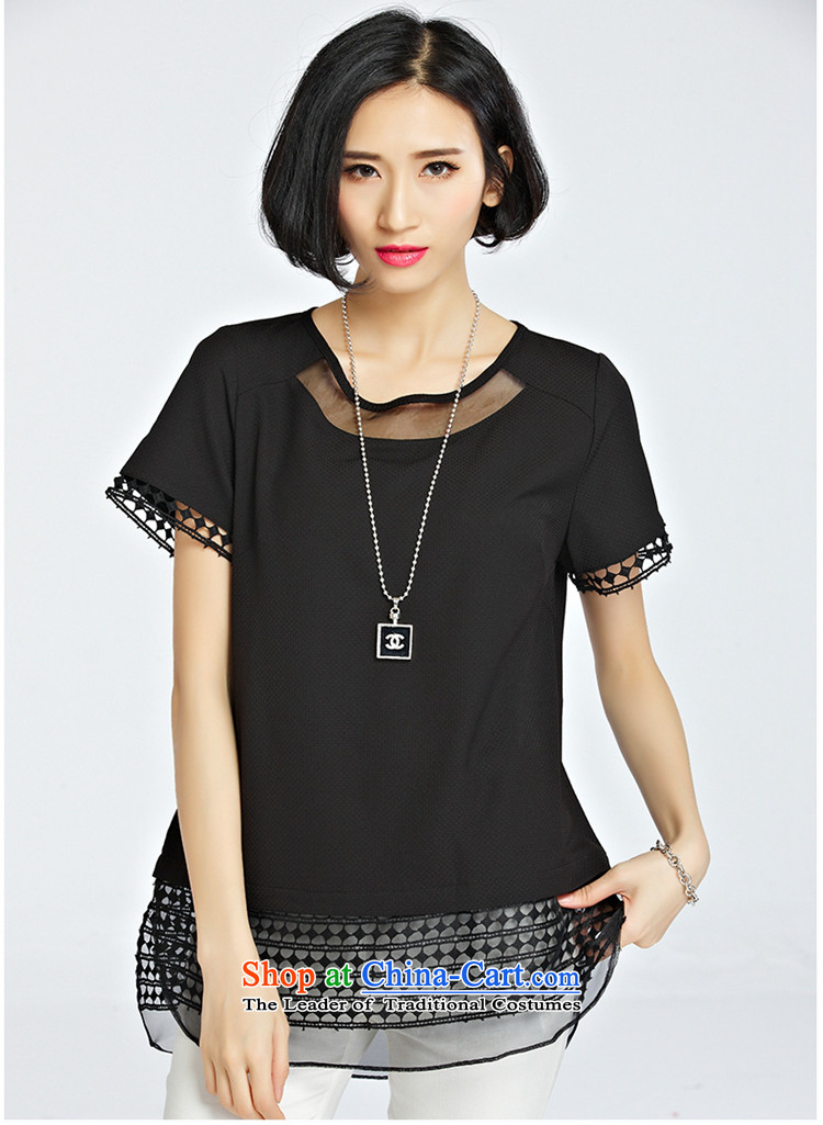 The lymalon Lehmann 2015 Korean new summer larger female loose fit short-sleeved chain link fence engraving chiffon lace shirt 1224 Black XXL picture, prices, brand platters! The elections are supplied in the national character of distribution, so action, buy now enjoy more preferential! As soon as possible.