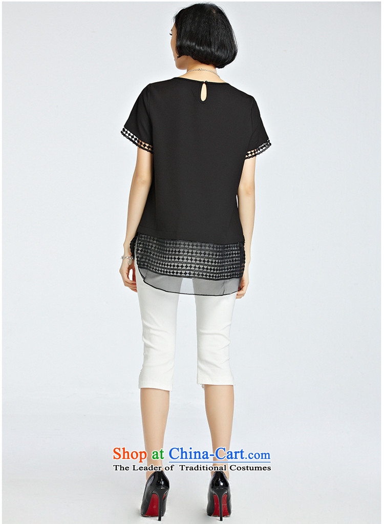 The lymalon Lehmann 2015 Korean new summer larger female loose fit short-sleeved chain link fence engraving chiffon lace shirt 1224 Black XXL picture, prices, brand platters! The elections are supplied in the national character of distribution, so action, buy now enjoy more preferential! As soon as possible.