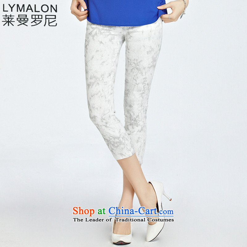The lymalon Lehmann 2015 Summer Western New larger women's stylish and cozy stretch jacquard elastic Capri 1226 picture color 5XL