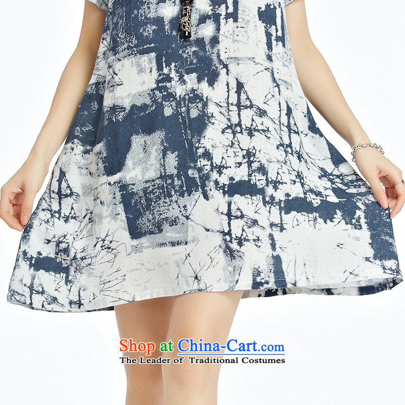 The lymalon Lehmann 2015 Western new summer, large female loose fit short-sleeved ink painting stamp cotton dress photo color 4XL, 1228 Lehmann Ronnie (LYMALON) , , , shopping on the Internet