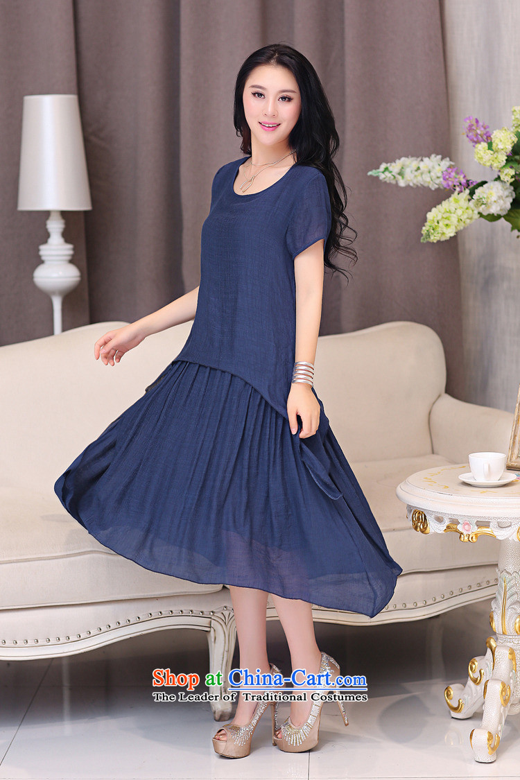 El-ju Yee Nga thick sister summer larger female cotton linen dresses YJ066 XXXL Blue Photo, prices, brand platters! The elections are supplied in the national character of distribution, so action, buy now enjoy more preferential! As soon as possible.