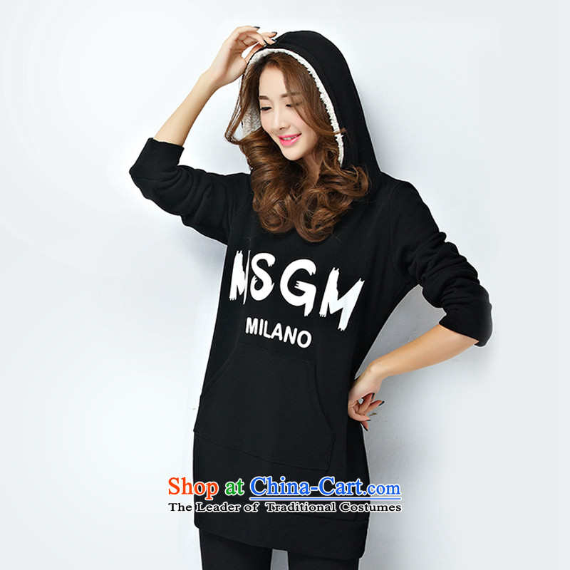 Rui Mei to 2015 to increase the number of women in autumn and winter sport and leisure new plus lint-free sweater Kit Letter stamp loose video two kits Y1340 thin black , US-3XL, RIUMILVE) , , , shopping on the Internet