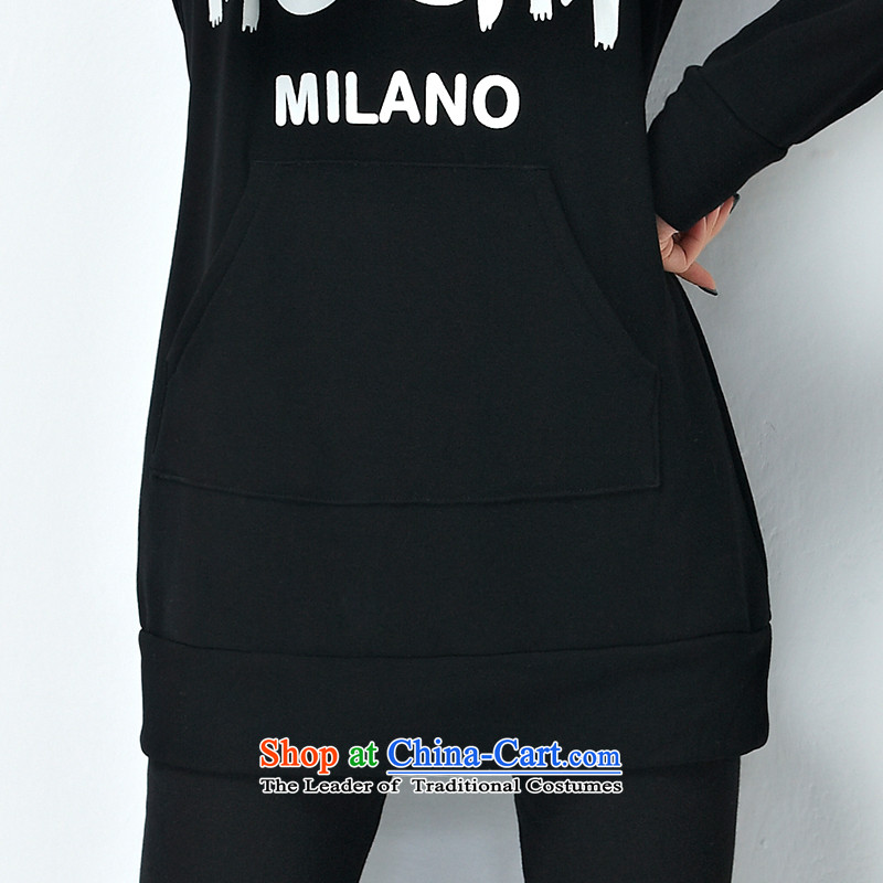 Rui Mei to 2015 to increase the number of women in autumn and winter sport and leisure new plus lint-free sweater Kit Letter stamp loose video two kits Y1340 thin black , US-3XL, RIUMILVE) , , , shopping on the Internet