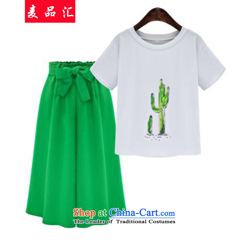 Mr products large 2015 meeting women's summer won 200 catties thick mm short-sleeved T-shirt + integrated stamp with wide-legged pants Kit 0853 two white T+ green trousers 3XL, Mak products removals by sinks , , , shopping on the Internet