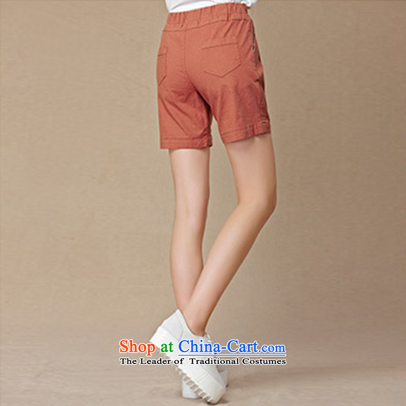 Flower to Isabelle 2015 Summer new Korean leisure cotton linen pants candy colored loose large graphics thin shorts female red flower embroidery, D1905 proscribed Isabelle dufflsa (shopping on the Internet has been pressed.)