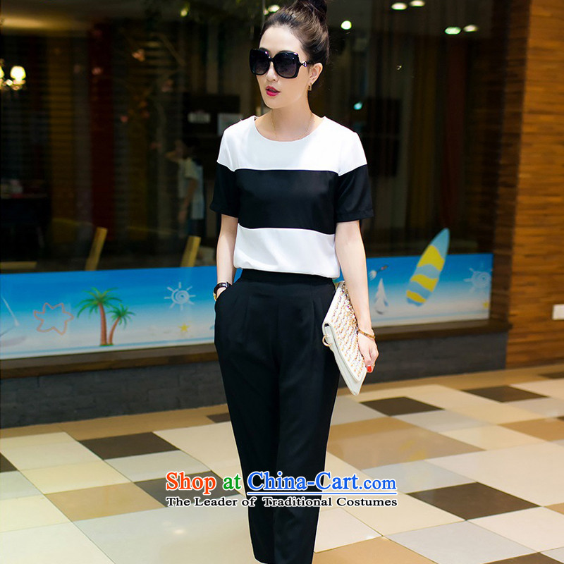 2015 Summer Zz&ff new chiffon short-sleeved the ninth shorts kit female 2 piece TZ860  XXXL black picture, prices, brand platters! The elections are supplied in the national character of distribution, so action, buy now enjoy more preferential! As soon as possible.