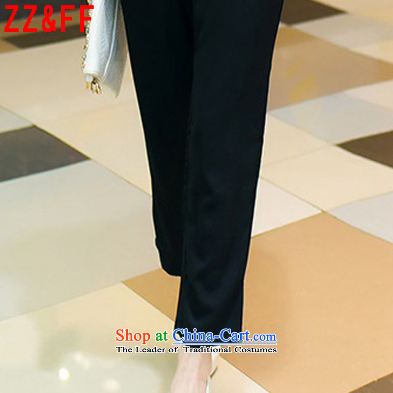 2015 Summer Zz&ff new chiffon short-sleeved the ninth shorts kit female 2 piece TZ860 black XXXL,ZZ&FF,,, shopping on the Internet