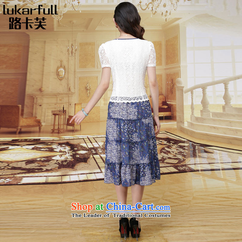 Card stock 2015 Summer new chiffon stamp skirt temperament female graphics thin large leave two saika dresses A0096-1 ORCHID XXL, color card stock (LUKARFULL) , , , shopping on the Internet