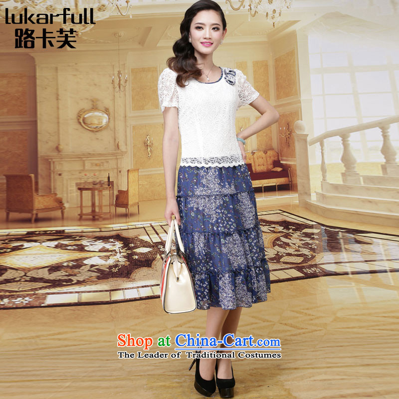 Card stock 2015 Summer new chiffon stamp skirt temperament female graphics thin large leave two saika dresses A0096-1 ORCHID XXL, color card stock (LUKARFULL) , , , shopping on the Internet
