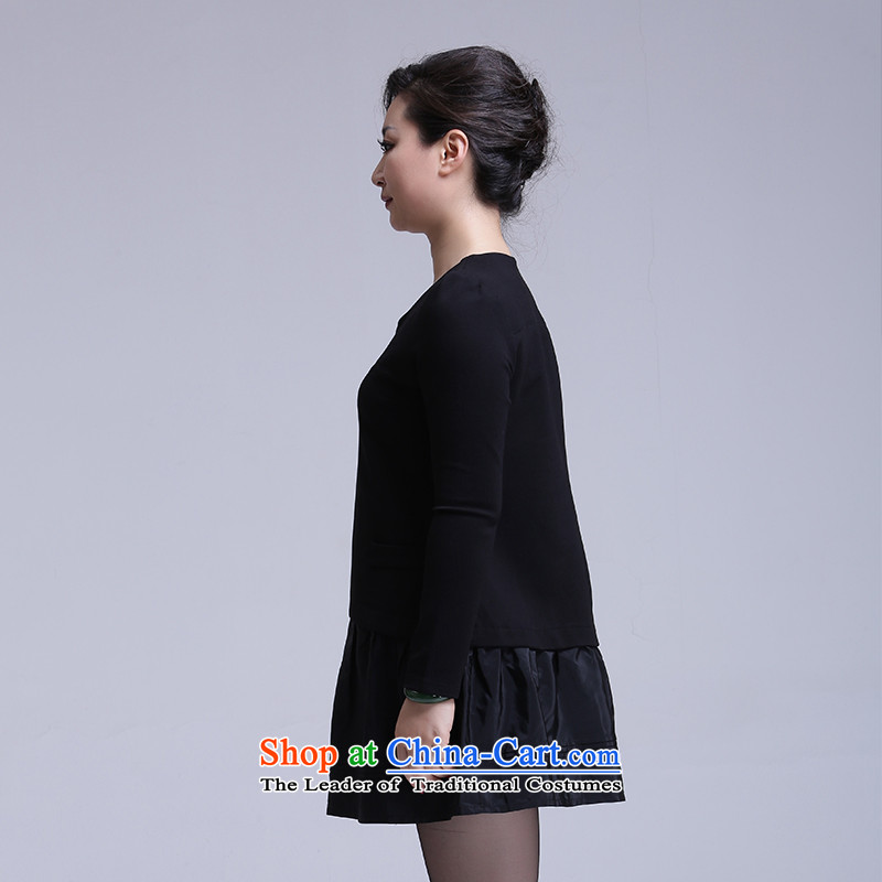 The new 2015 Fall/Winter Collections for larger female Korean to intensify the mother two kits dresses long-sleeved loose knitting thick expertise Sau San sister short skirts, forming the basis for the United States to contact S-36, Black (ceramide) , , , shopping on the Internet