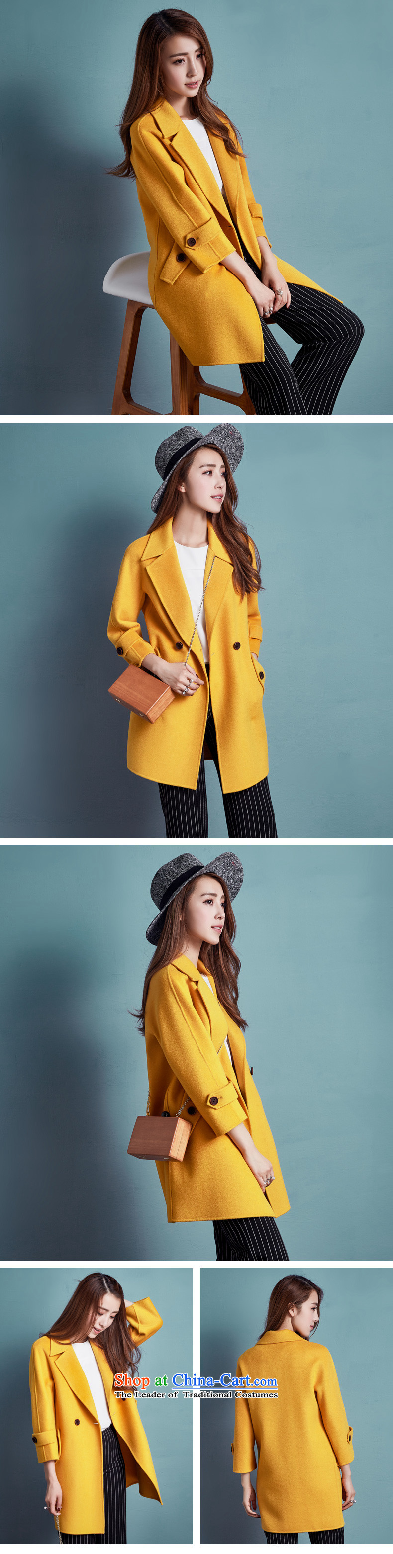 Barbara Euro 2015 Autumn new plain manual fashion wool-sided flannel Ms. coats long? 