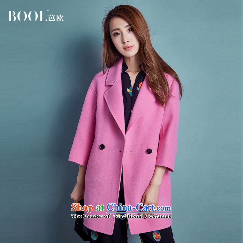 Barbara Euro 2015 Autumn Ms. new long coats gross? Pure Wool manual two-sided matte jacket rosy?M