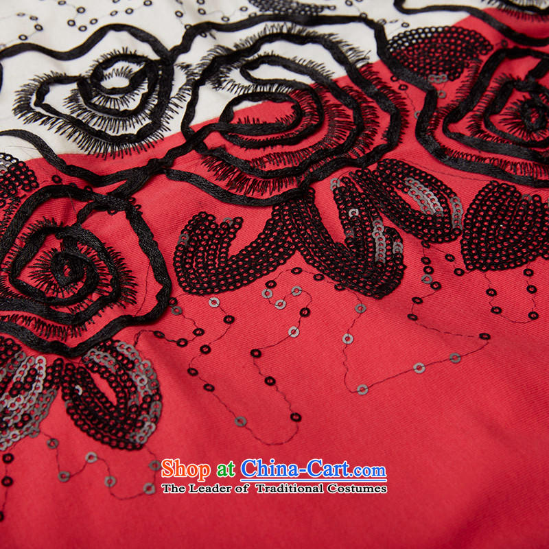 The former Yugoslavia Migdal Code women 2015 Summer new stylish mm thick color blocks stitching T-shirt 952153879 embroidered red 4XL, Yugoslavia Mak , , , shopping on the Internet
