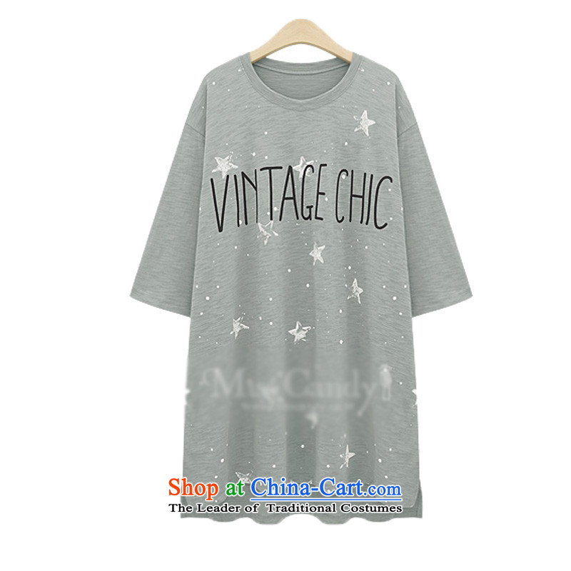 O Ya-ting to increase women's code 2015 Summer new mm thick and long, thin graphics short-sleeved T-shirt stamp Female Light Gray 5XL 175-200 recommends that you, O Jacob aoyating Ting () , , , shopping on the Internet