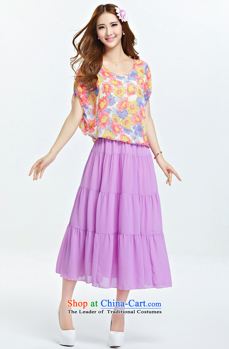 C.o.d. larger female thick MM video thin two kits for summer 2015 new Korean modern pastoral stamp chiffon shirt + upper body long skirt purple 5XL picture, prices, brand platters! The elections are supplied in the national character of distribution, so action, buy now enjoy more preferential! As soon as possible.