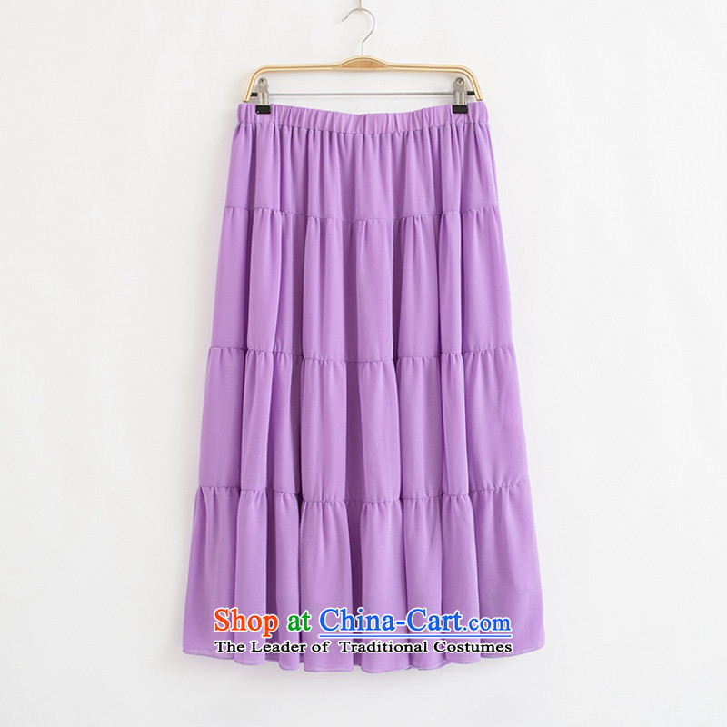 C.o.d. larger female thick MM video thin two kits for summer 2015 new Korean modern pastoral stamp chiffon shirt + upper body long skirt purple 5XL, land still El Yi shopping on the Internet has been pressed.