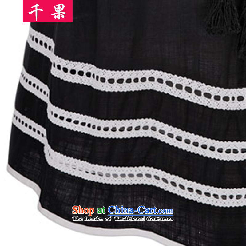 Thousands of fat xl coga women 2015 new mm thick summer loose video thin cotton linen dresses thick 200 catties shirt 5 sister Black XL, thousands of fruit (QIANGUO shopping on the Internet has been pressed.)