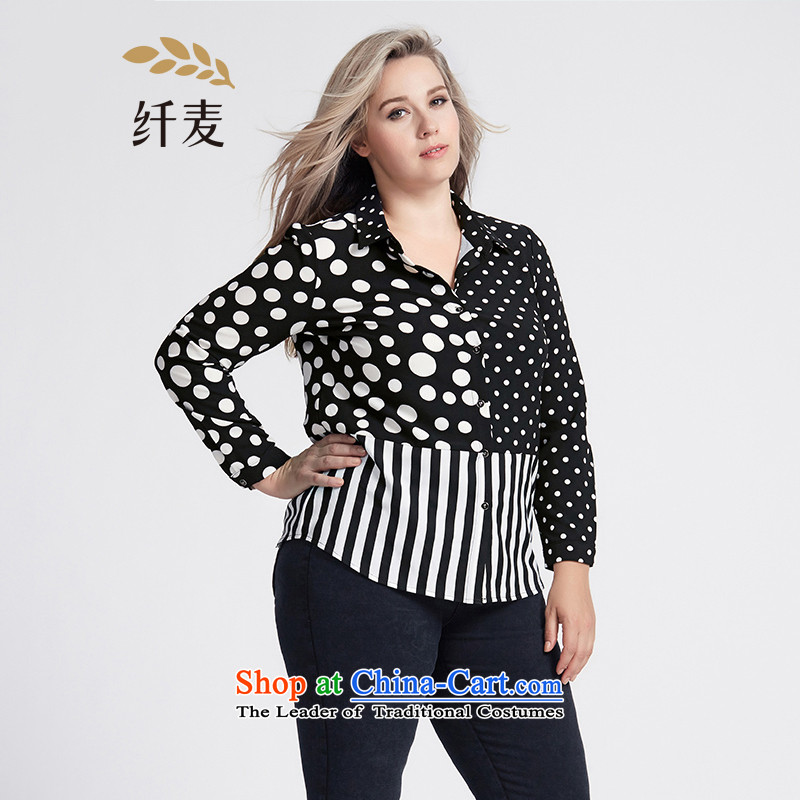 The former Yugoslavia Migdal Code women 2015 Autumn replacing new stylish mm thick banding wave point stitching shirt 953016292  3XL black