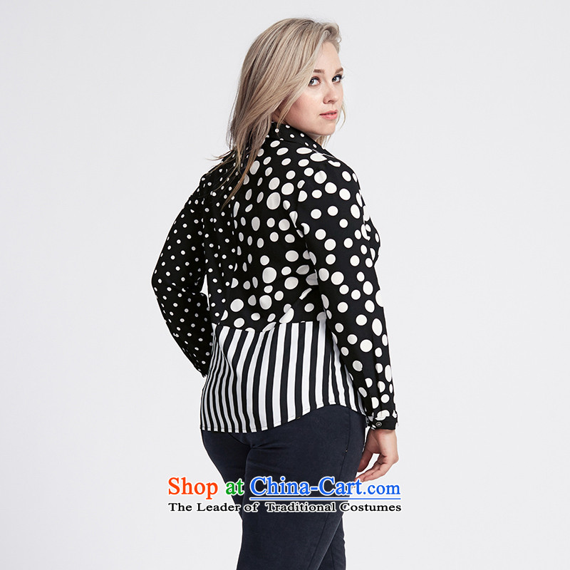 The former Yugoslavia Migdal Code women 2015 Autumn replacing new stylish mm thick banding wave point stitching shirt 953016292  3XL, Black Small Mak , , , shopping on the Internet