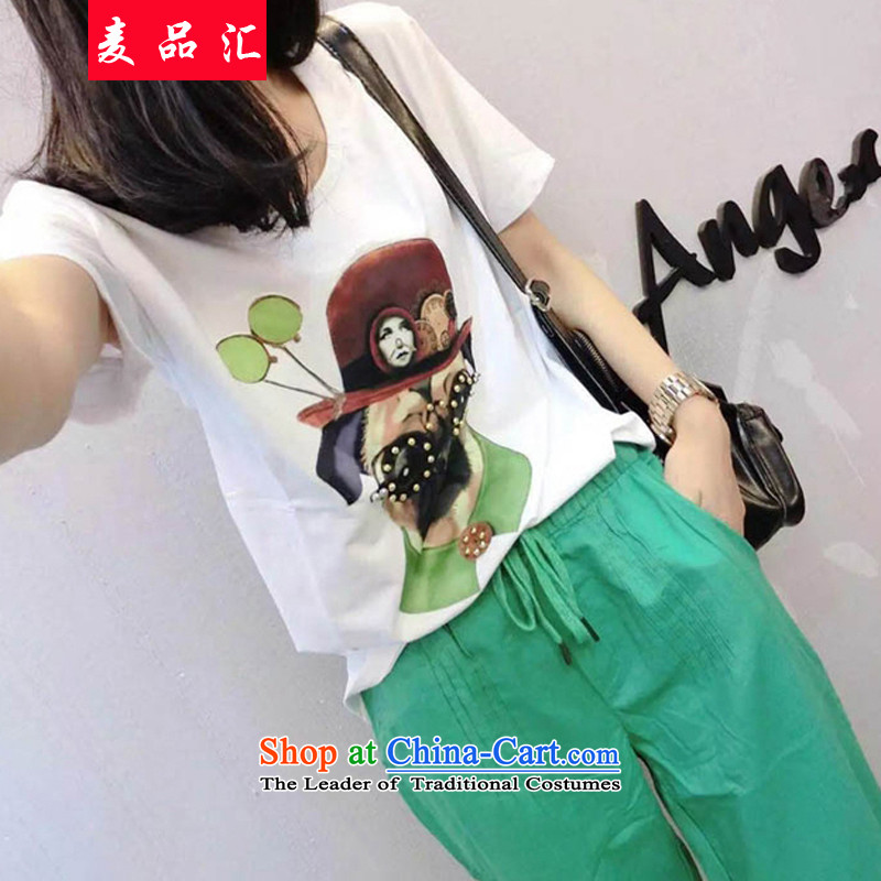 Mr Large removals by sinks for the 2015 Summer female new expertise to increase mm short-sleeved T-shirt + elasticated stamp Waist Trousers Harun two Kit 6998 white T-shirt + green trousers XXL, Mak products removals by sinks , , , shopping on the Interne