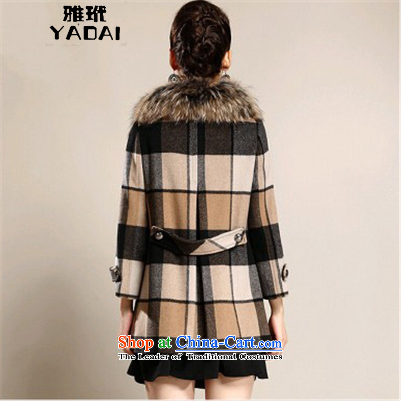 Ya 2015 autumn and winter, Zebina long double-checked large relaxd dress jacket? 7020 beige gross XXXL, nga toi YADAI () , , , shopping on the Internet