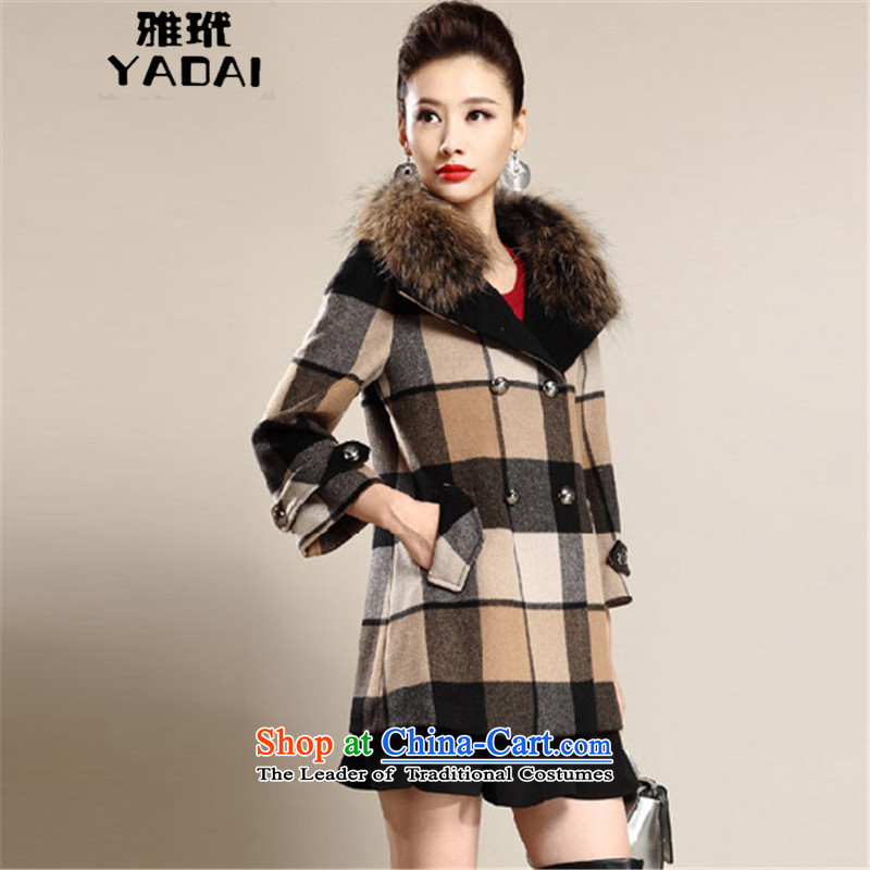 Ya 2015 autumn and winter, Zebina long double-checked large relaxd dress jacket? 7020 beige gross XXXL, nga toi YADAI () , , , shopping on the Internet