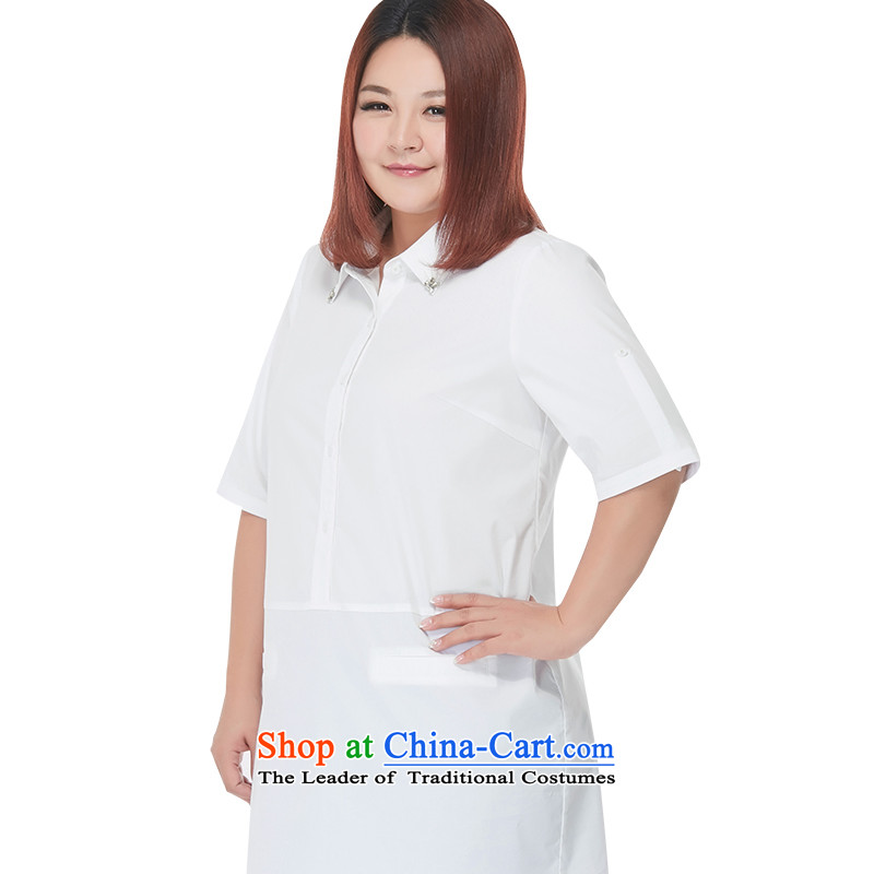 To increase the number msshe female new summer 2015 MM thick lapel white shirts in 8695 long white 5XL, Susan Carroll, the poetry Yee (MSSHE),,, shopping on the Internet