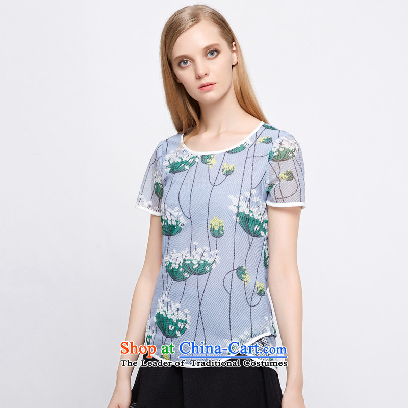 As provided for the new summer 2015 large female retro lotus faster xlarge short-sleeved T-shirt thin graphics 2892 Blue Cross-provisions (qisuo 3XL,) , , , shopping on the Internet