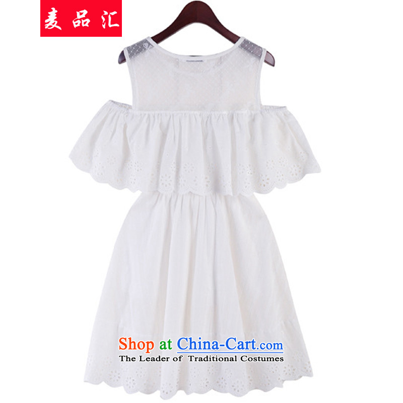 Mr Hui 2015 XL No. female thick MM summer new cotton linen dresses lace stitching billowy flounces video thin terrace rotator cuff dresses 607 white 3XL, MAK products removals by sinks , , , shopping on the Internet