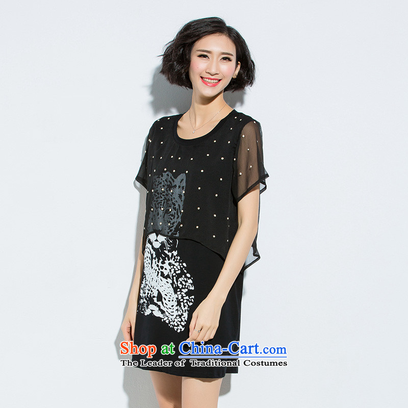The Eternal Soo-to increase women's code 2015 Summer new Wild loose video thin leopards stamp T-shirt black 4XL, eternal Soo , , , shopping on the Internet