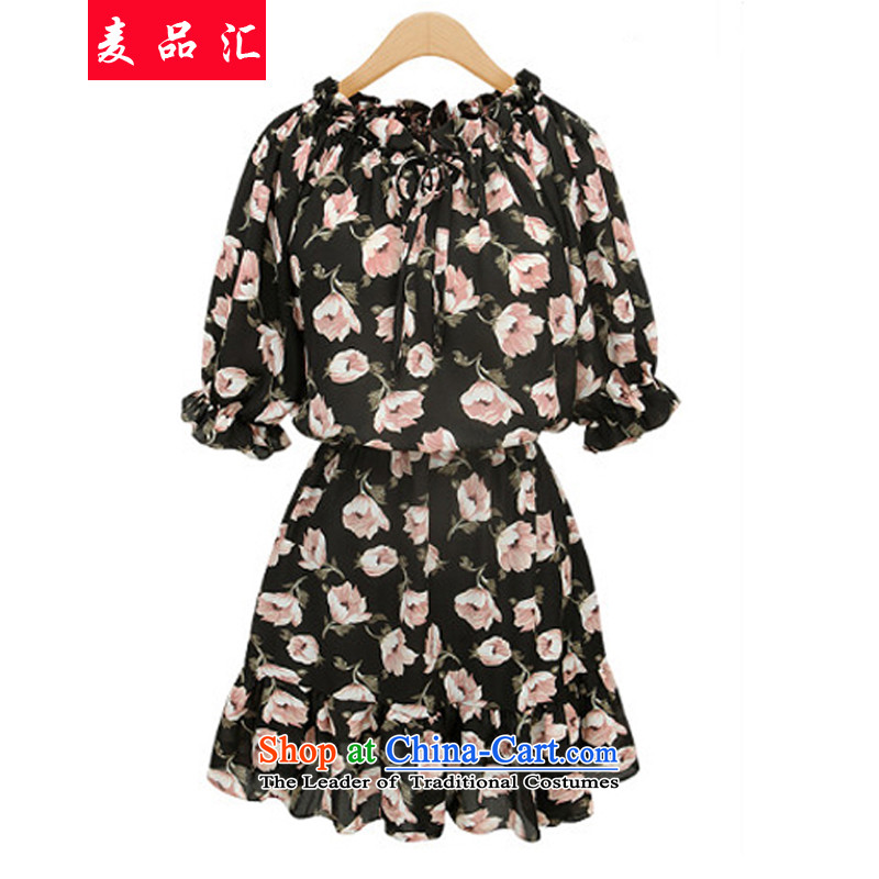 Mr Hui 2015 summer products Korean version of large numbers of ladies thick mm summer to increase the stamp duty in thin long loose video) chiffon dresses 606 pink 3XL, stamp products by Mr shopping on the Internet has been pressed.