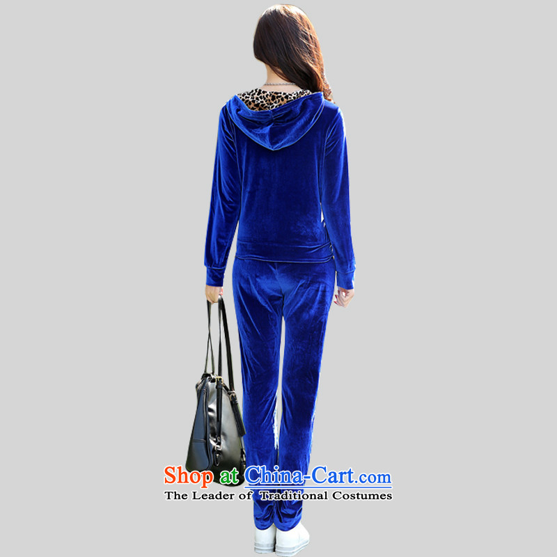 Kinvillapolo thick mm sports suits women fall inside a long-sleeved Kim Velvet Lounge suite autumn large number of ladies thick sister new recommendations 130-145-BLUE XXL ,kin wearing villa polo,,, shopping on the Internet