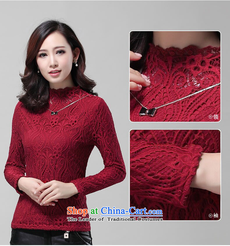 Chechi Connie plus extra thick lace forming the lint-free female 2015 Fall/Winter Collections new Korean version of large numbers of women are long-sleeved shirt SY032 lace wine red XXL picture, prices, brand platters! The elections are supplied in the national character of distribution, so action, buy now enjoy more preferential! As soon as possible.