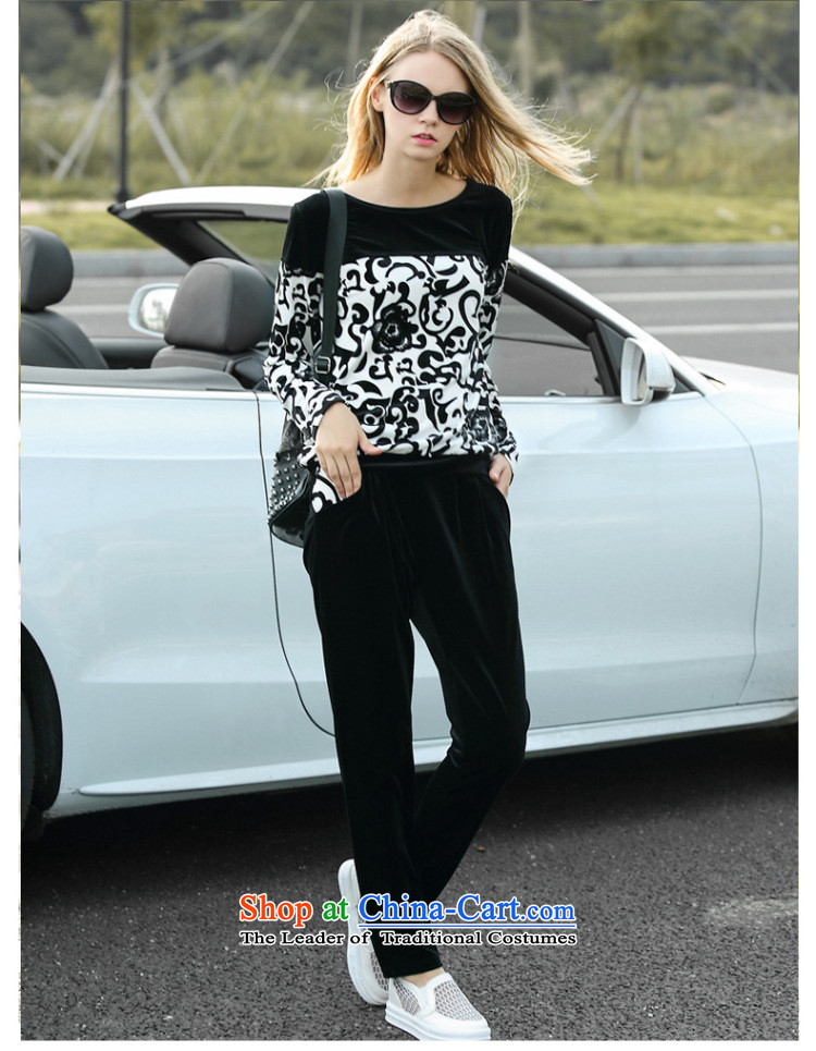 Morning to 2015 autumn and winter new to increase women's code thick mm larger loose Korea Stamp stitching lint-free sweater leisure wears black uniforms  2XL( suitable for 130-140 catty) Picture, prices, brand platters! The elections are supplied in the national character of distribution, so action, buy now enjoy more preferential! As soon as possible.