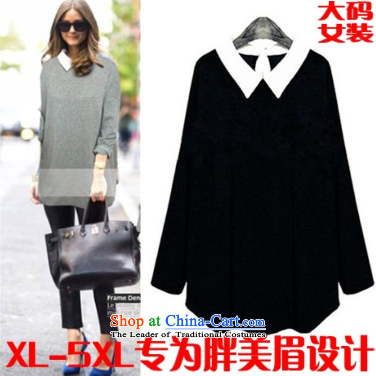Left soft   thick MM spring and autumn 2015 long loose to increase of 200 large coal hedging Knitted Shirt long-sleeved cardigan leave two T-shirts are black XXXXXL 175-210 catty picture, prices, brand platters! The elections are supplied in the national character of distribution, so action, buy now enjoy more preferential! As soon as possible.