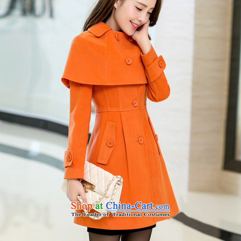 The Korean population spread by 2015 autumn and winter new Korean Sau San a wool coat in the stylish look long wearing two cloak? jacket women's gross HSM9001  XXXL, orange wire (HNNSSEMA man won) , , , shopping on the Internet