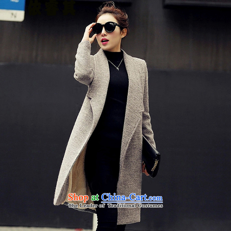 In accordance with the core of its 2015 autumn and winter new Korean Sau San a wool coat in the long hair? female thick gray jacket , L, in accordance with the core of its shopping on the Internet has been pressed.