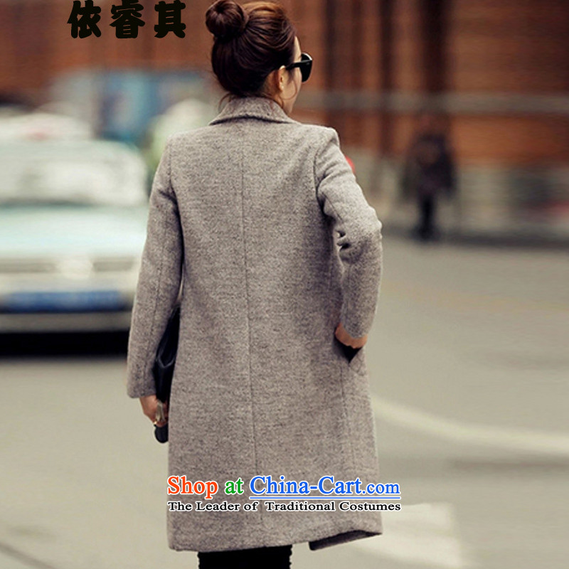 In accordance with the core of its 2015 autumn and winter new Korean Sau San a wool coat in the long hair? female thick gray jacket , L, in accordance with the core of its shopping on the Internet has been pressed.