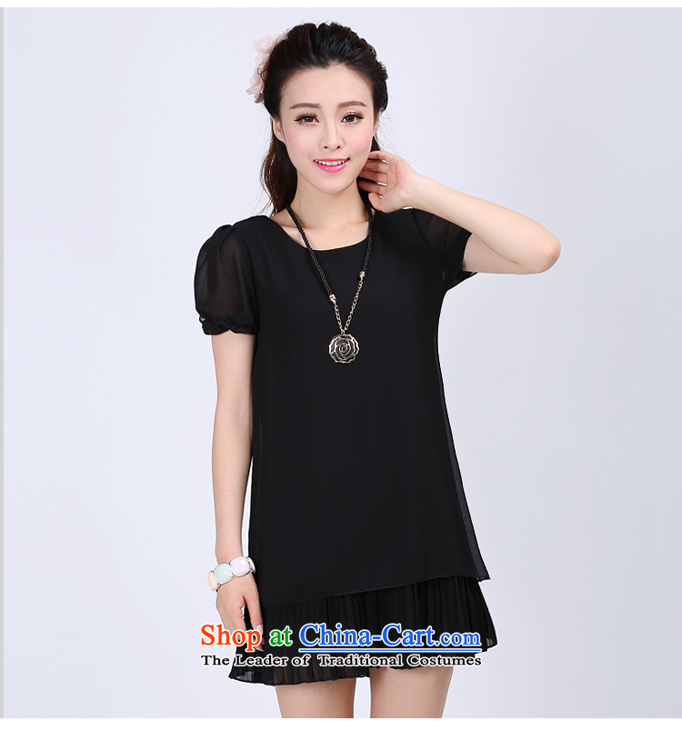 Shani flower lo xl female thick sister Summer 2015 new graphics thin short-sleeved round-neck collar long chiffon shirt 6,741 2XL Photo Black, prices, brand platters! The elections are supplied in the national character of distribution, so action, buy now enjoy more preferential! As soon as possible.