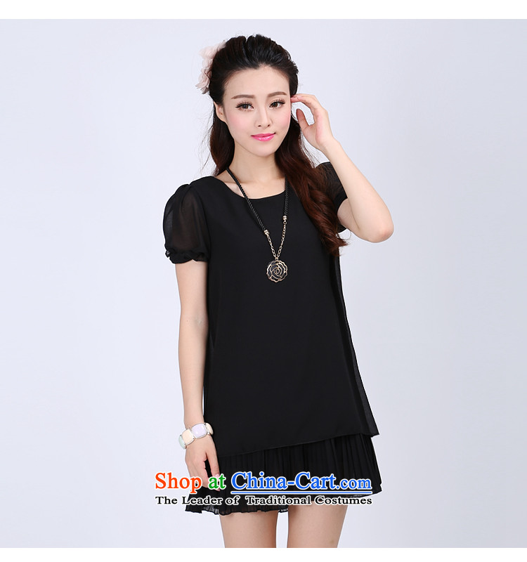 Shani flower lo xl female thick sister Summer 2015 new graphics thin short-sleeved round-neck collar long chiffon shirt 6,741 2XL Photo Black, prices, brand platters! The elections are supplied in the national character of distribution, so action, buy now enjoy more preferential! As soon as possible.