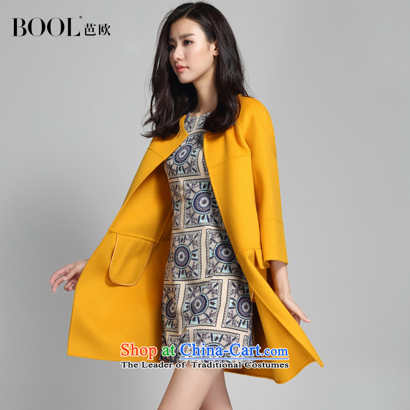 Barbara Euro 2015 Autumn Ms. new long neck hair? coats Korean wool satin jacket envelope of the Yellow 20-day pre-sale , L, and Europe (BOOL) , , , shopping on the Internet