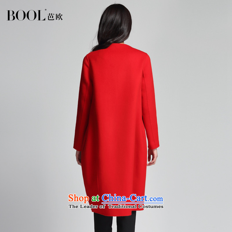 Barbara Euro 2015 Autumn Ms. new two-sided gross? long jacket round-neck collar fleece suede coats and Europe, Red Poppy (BOOL) , , , shopping on the Internet