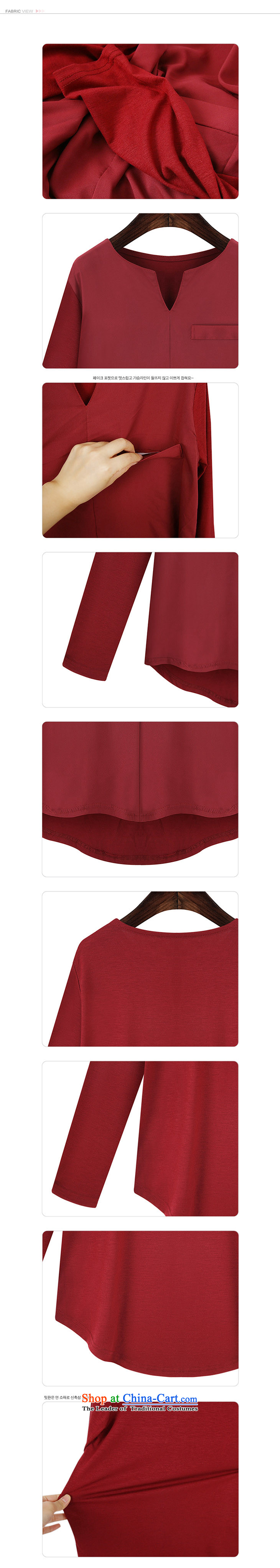 O Ya-ting 2015 Fall/Winter Collections new to increase women's code thick mm video thin V-neck shirt female wine red temperament 4XL recommends that you 160-180 catty picture, prices, brand platters! The elections are supplied in the national character of distribution, so action, buy now enjoy more preferential! As soon as possible.
