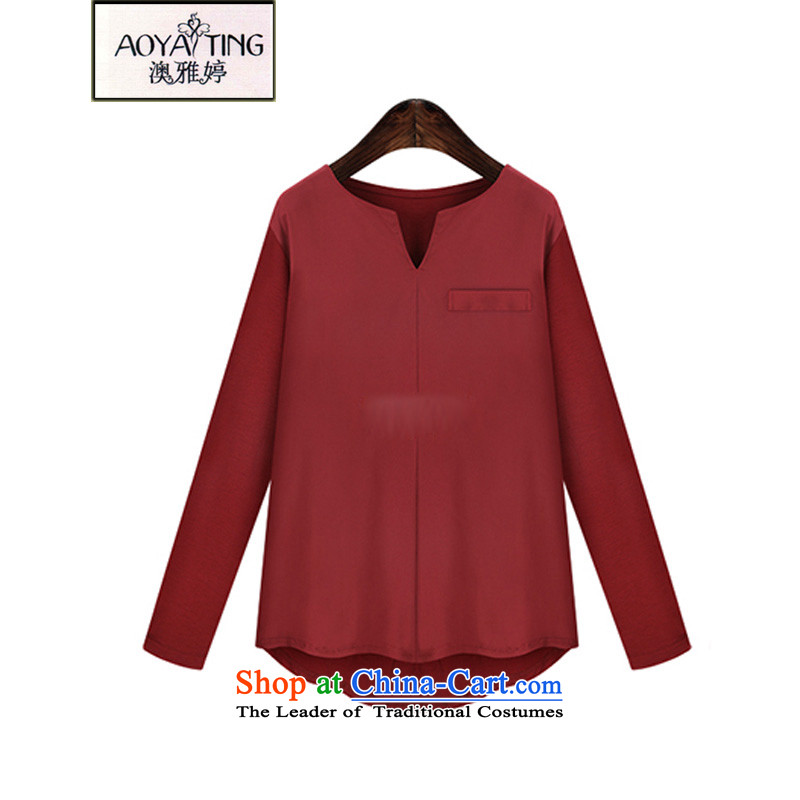 O Ya-ting 2015 Fall/Winter Collections new to increase women's code thick mm video thin V-neck shirt female wine red temperament 4XL recommends that you, O Jacob 160-180-ting (aoyating) , , , shopping on the Internet