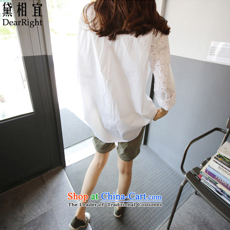 2015 mm Korean version of SISTER thick to xl shirt female 200 catties thick mm loose video long-sleeved shirt, forming the thin cotton white 3XL( recommendations 170-200), ideal for daisy (catty dearright) , , , shopping on the Internet