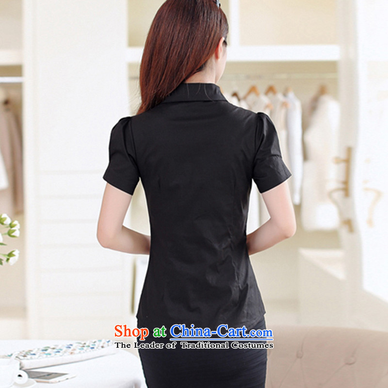  Large ZORMO women's summer attire for larger flip collar short-sleeve shirt thick mm to increase the number of female 1539th black XXXL,ZORMO,,, shirts shopping on the Internet